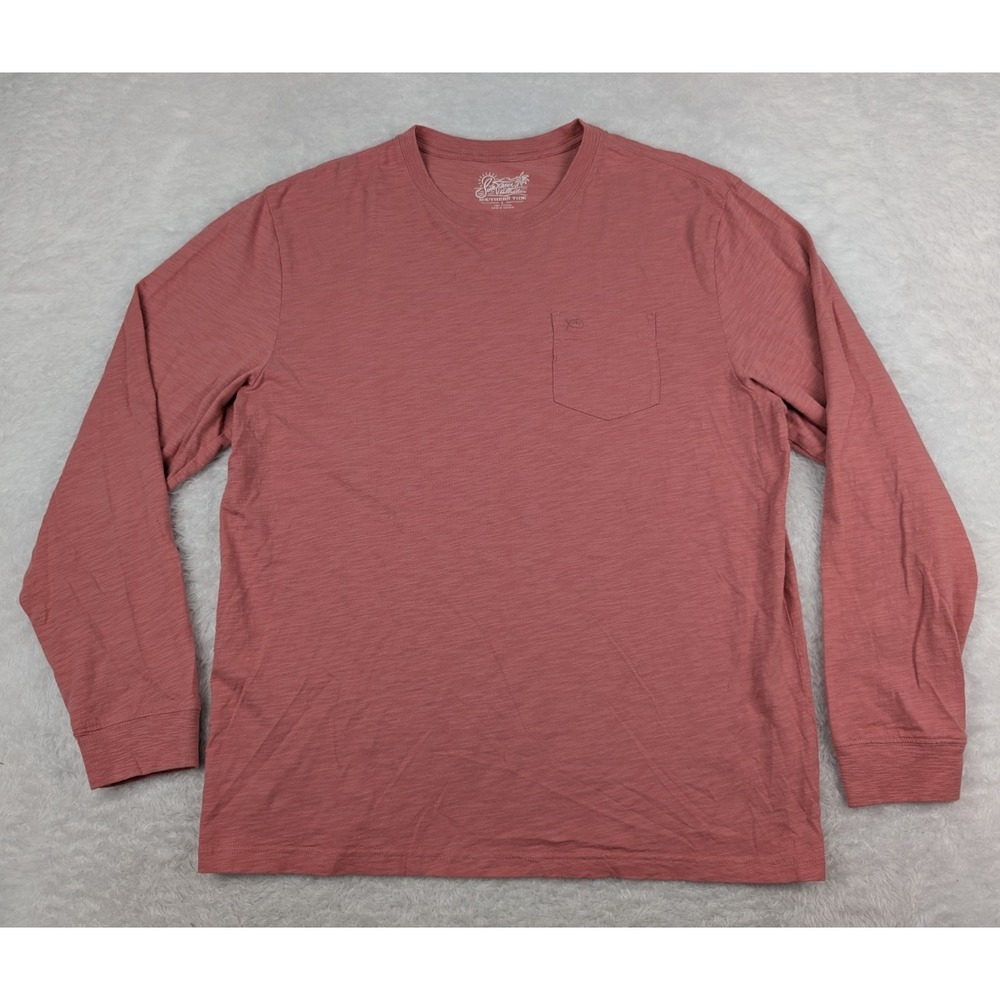 Southern Tide Sun Farer Men's L Rose Pink Long Sleeve Pocket Tee Crew Neck